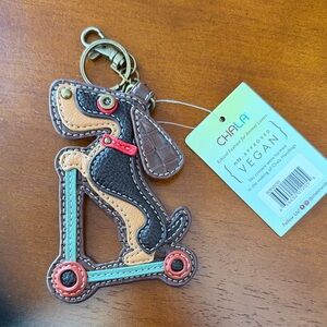 Chala Multi-Color Vegan Leather Dachshund Scooter Keychain